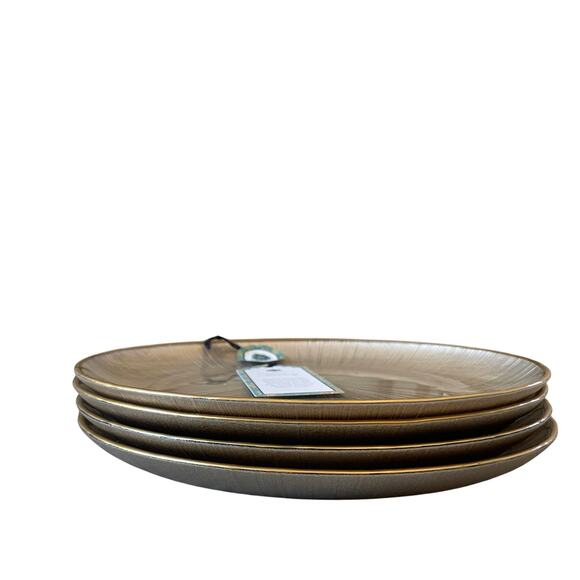 Gorgeous Champagne & Gold Turkish Glass Appetizer Dessert Plates 8" Set 4 New - Picture 4 of 13